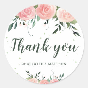 Aquarellfarben-Blume Hochzeit Dankeschön Sticker