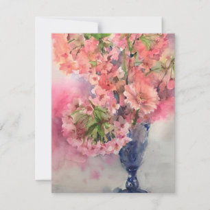 Aquarellfarben-Blume in Blauer Vase Feiertagskarte