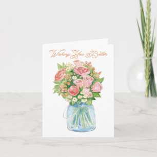 Aquarellfarben-Blume in einem Jar-Get Well-Card Karte
