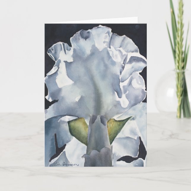 Aquarellfarben Blume Iris Print Grußkarte Karte (Vorderseite)