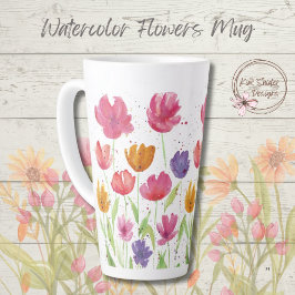 Aquarellfarben Blume Latte Tasse