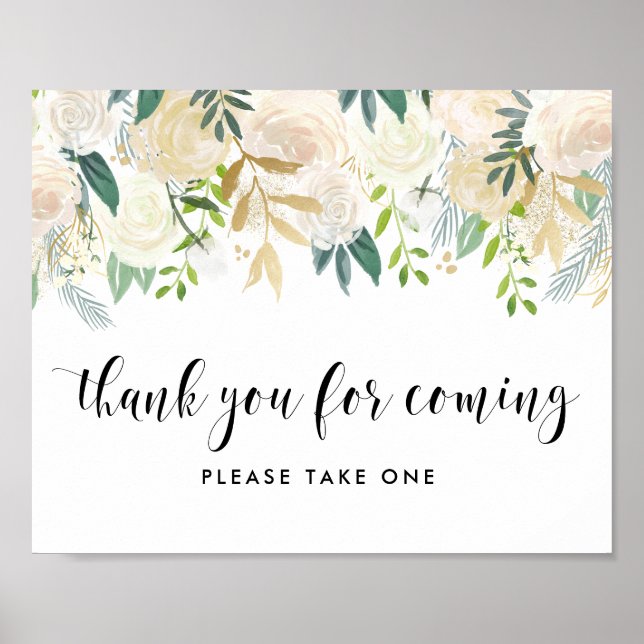 Aquarellfarben-Blume mit Goldenen Foil-Kinderdusch Poster (Vorne)