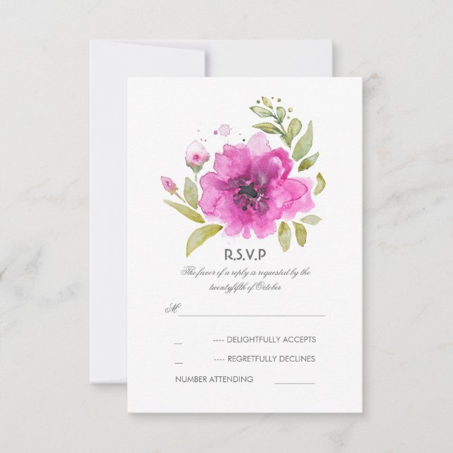Aquarellfarben-Blume mit RSVP-Karte RSVP Karte (Vorderseite)