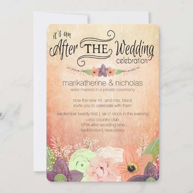 Aquarellfarben-Blume nach Hochzeit IDPP1 Einladung (Vorderseite)
