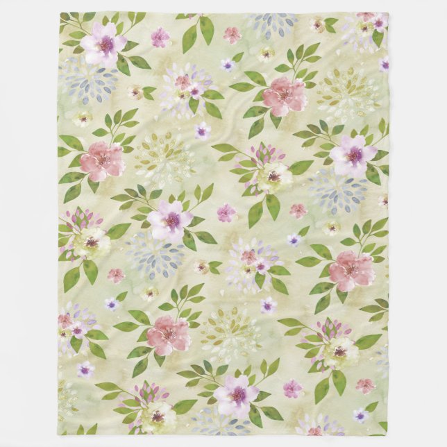 Aquarellfarben Blume nahtlos Muster II + Ihre Idee Fleecedecke (Vorderseite)