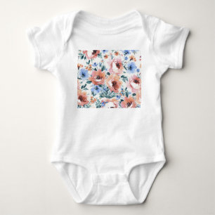 Aquarellfarben-Blume, nahtlose Musterillustrierung Baby Strampler
