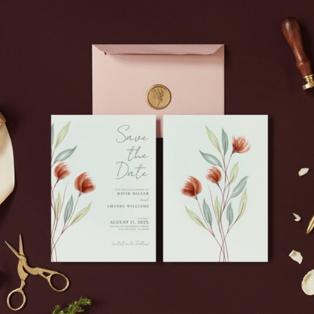 Aquarellfarben Blume Pastellgrün Einladung (Von Creator hochgeladen)