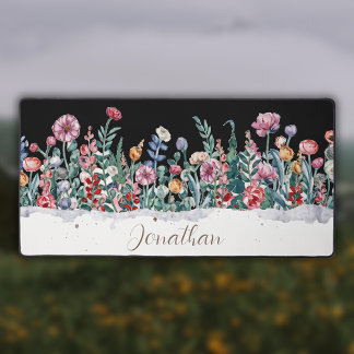 Aquarellfarben-Blume Personalisierter Skriptname Schreibtischunterlage