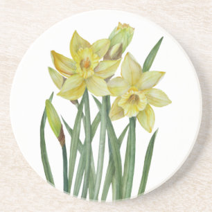 Aquarellfarben Blume Portrait Illustration Getränkeuntersetzer