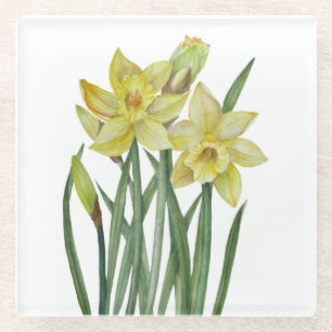 Aquarellfarben Blume Portrait Illustration Glasuntersetzer