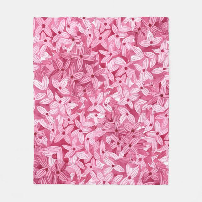 Aquarellfarben-Blume: rosa, blühende Hintergrundfa Fleecedecke (Vorderseite)