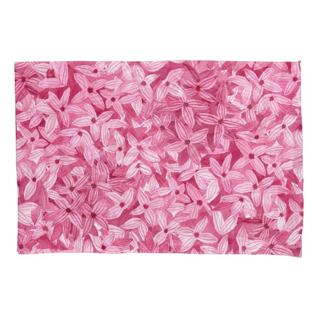 Aquarellfarben-Blume: rosa, blühende Hintergrundfa Kissenbezug (Vorderseite)