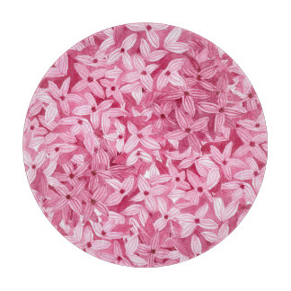 Aquarellfarben-Blume: rosa, blühende Hintergrundfa Schneidebrett