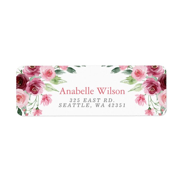 Aquarellfarben Blume Rosa Burgund (Vorne)