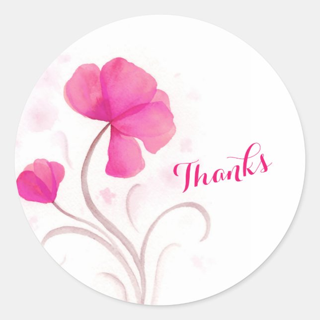 Aquarellfarben Blume Rosa Hochzeitscreme dank Aufk Runder Aufkleber (Vorderseite)