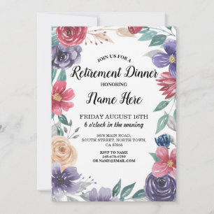 Aquarellfarben Blume Ruhestand Party Einladung