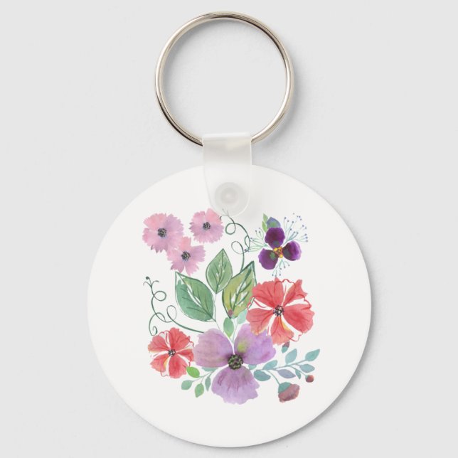 Aquarellfarben-Blume. Schlüsselanhänger (Vorderseite)