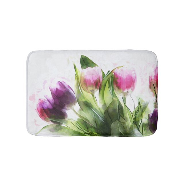 Aquarellfarben-Blumendesign Badematte (Vorderseite)