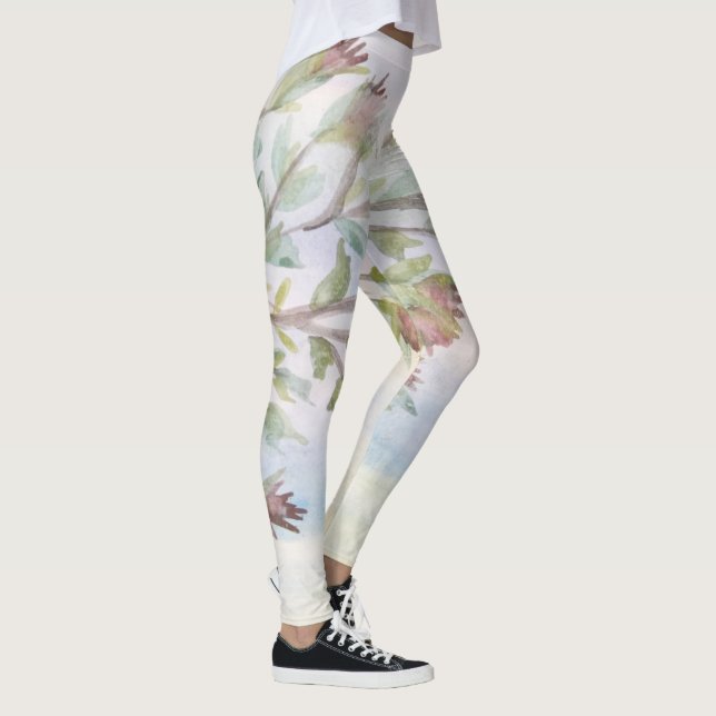 Aquarellfarben-Blumendesign Leggings (Rechts)