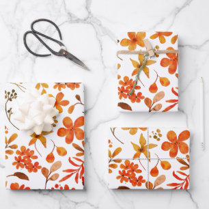 Aquarellfarben Blumendruck Geschenkpapier Set