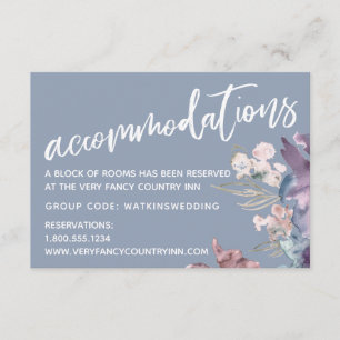 Aquarellfarben Blumendusty Blauer Hochzeitsaufenth Begleitkarte