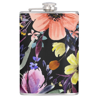 Aquarellfarben Blumenmuster Nahtlose Gartenmuster Flachmann
