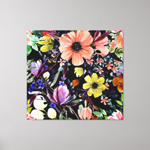 Aquarellfarben Blumenmuster Nahtlose Gartenmuster Leinwanddruck