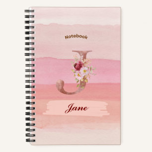 Aquarellfarben-Blumenpapier - Ursprünglich J Notizbuch