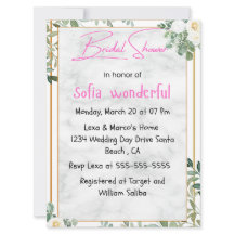 Aquarellfarben Blumenrahmen Bridal Dusche Einladun