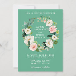 Aquarellfarben Blumenreath Rosa Weißes Gold Neo Mi Einladung