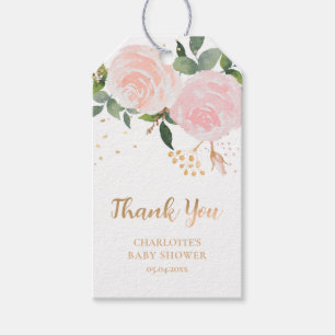 Aquarellfarben Blumenrosa Gold Kinderdusche Gesche Geschenkanhänger