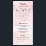 Aquarellfarben | Blush Pink Floral Wedding Menu Menükarte<br><div class="desc">Diese delikate,  schöne Hochzeitskarte bietet einen stilvollen Aquarell-Rosa-Hintergrund mit sanften rosa Blume mit dunkelblauen Akzenten auf der Vorder- und Rückseite.</div>