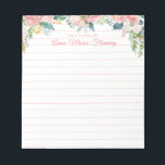 Aquarellfarben Blush Pink Rose Skript Liniert Notizblock<br><div class="desc">Schöne Aquarellbäume in Rosa Rosa und Weiß Blumenbouquets grenzen an einen Notizblock, der mit AUS DEM DESK OF personalisiert ist, und Ihren Namen in einem eleganten Kalligraphieskript-Schriftart, der leicht in Anzug Ihres Stils geändert werden kann. Kontaktieren Sie den Designer über den Zazzle Chat oder makeitaboutyoustore@gmail.com , wenn Sie dieses Design...</div>