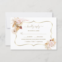 Aquarellfarben Blush Rose Pampas Grass Goldhochzei