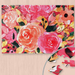 Aquarellfarben Blütenbraun Rosa Sommerblüten<br><div class="desc">Helles und fröhliches Puzzle mit Aquarellblumen. Eine Fülle von Rose blüht und blüht in Rosa-,  Orange- und Gelbtönen.</div>