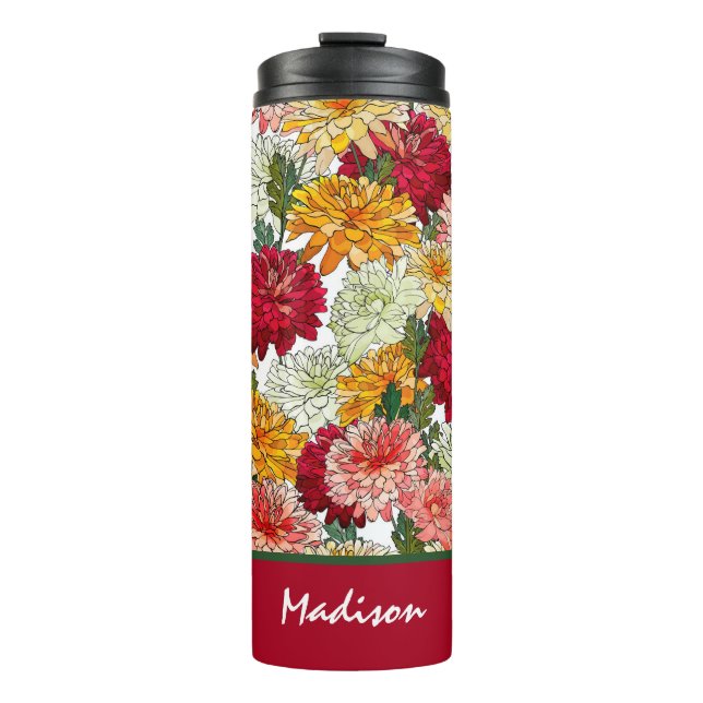 Aquarellfarben Blütenfarben Moderner botanischer N Thermosbecher (Vorderseite)