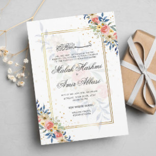 Aquarellfarben Blütenmuskulatur Hochzeit Einladung