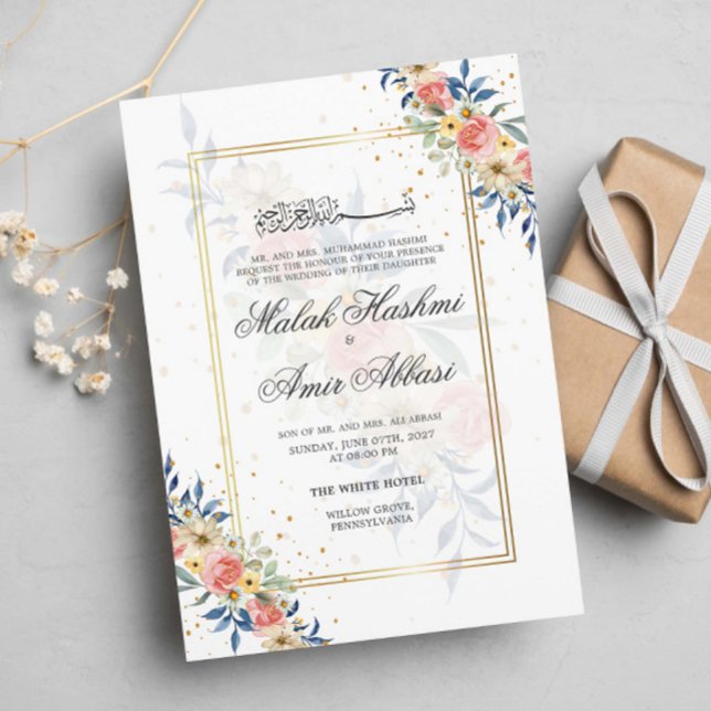 Aquarellfarben Blütenmuskulatur Hochzeit Einladung (Von Creator hochgeladen)