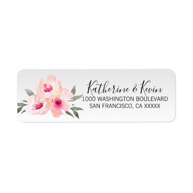 Aquarellfarben Blütenrosa Blume Rücksendeadresse (Vorne)
