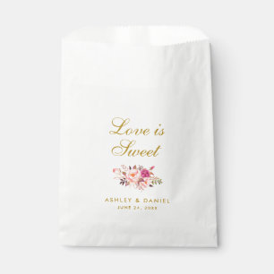 Aquarellfarben Blütenrosa Liebe ist süß Geschenktütchen
