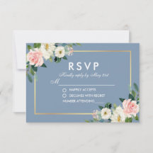 Aquarellfarben Blütenrosa Weißes Dusty Blue Weddin