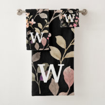 Aquarellfarben - Botanische Blätter Monogramm