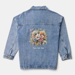 Aquarellfarben-Bouquet aus Blume mit Text Jeansjacke