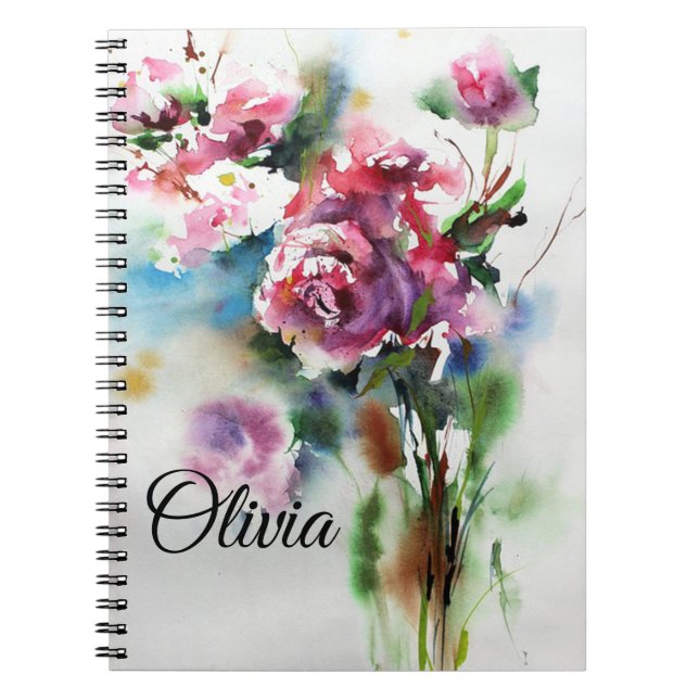 Aquarellfarben-Bouquet aus rosa Blume Notizblock (Vorderseite)