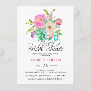 Aquarellfarben Brautparty Floral Pink Succulents Einladung