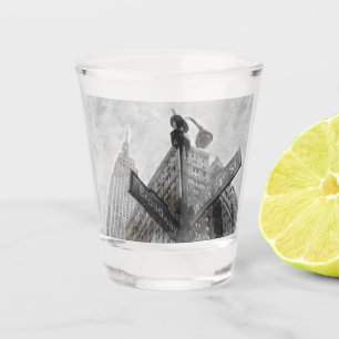 Aquarellfarben Breitengraben Schilderglas Stadt Schnapsglas