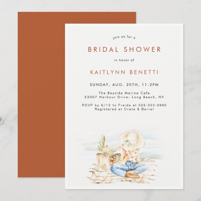 Aquarellfarben Bridal Dusche Einladung (Vorne/Hinten)