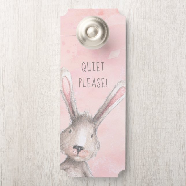 Aquarellfarben Bunny Rabbit Quiet Bitte maßgeschne Türanhänger (Auf Knauf)