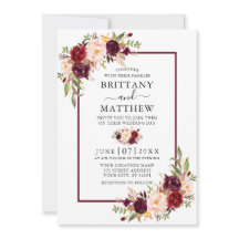 Aquarellfarben-Burgundy-Rahmen-Hochzeit