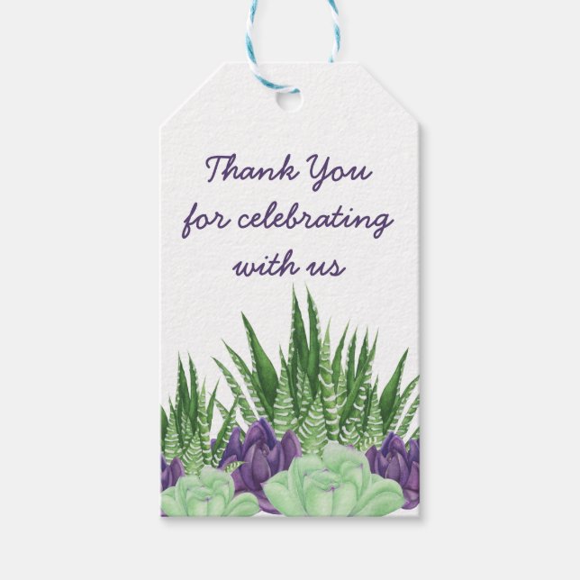 Aquarellfarben Cactus Garden Vielen Dank Geschenkanhänger (Vorderseite)